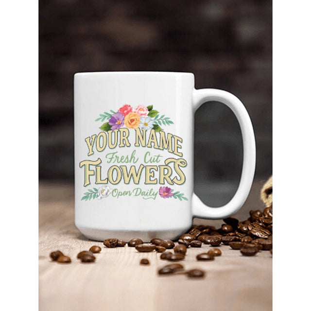 Fresh Cut Flowers - White Ceramic Coffee Mug (Single)