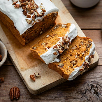 Carrot Zucchini Pumpkin Bread with Lemon Glaze